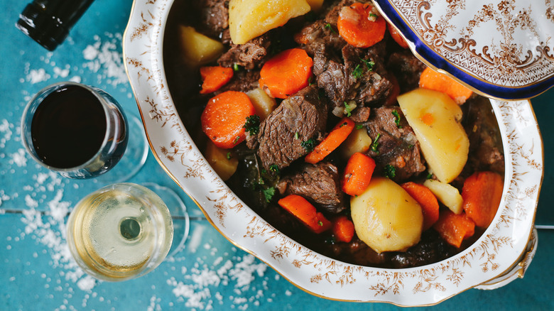 Wine and slow-cooked beef stew