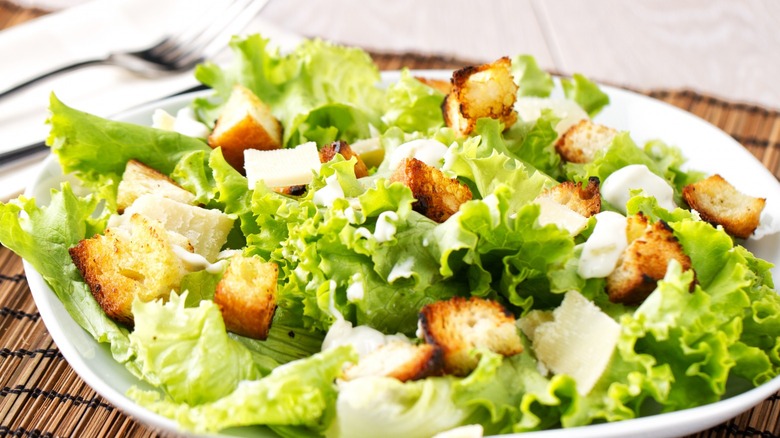 Caesar salad on plate