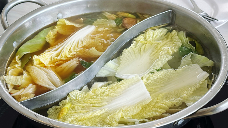Cabbage cooking in water.