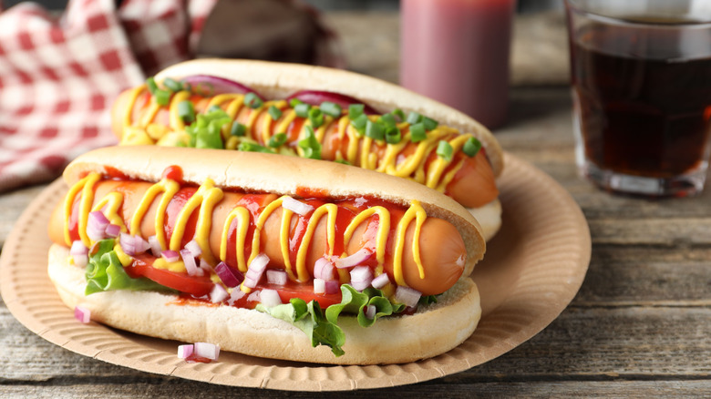 Hot dogs with mustard