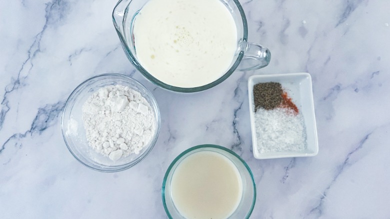 country gravy ingredients on table 