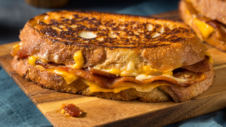 bacon grilled cheese on board