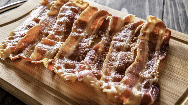 Bacon on cutting board