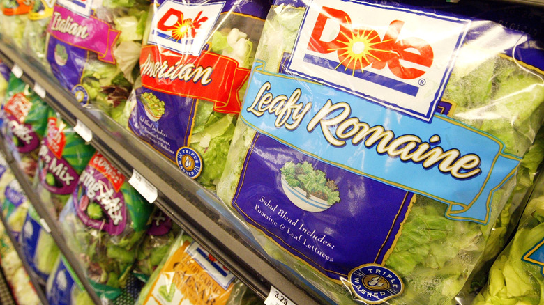Dole bagged lettuce at grocery store
