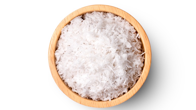 Bowl of shredded coconut