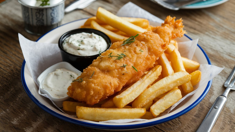 Fish and chips on a dish
