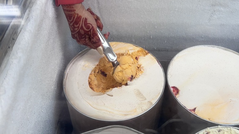 ice cream being scooped