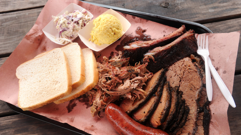 Plate with brisket at Franklin Barbecue