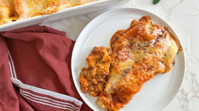 beef bean and cheese enchilada serving
