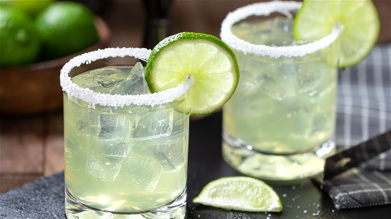 Margaritas with salt and lime