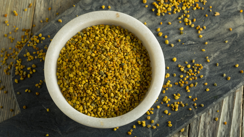 Bee pollen in a glass bowl 