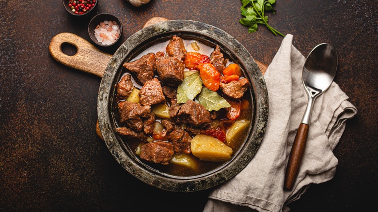 Beef stew in bowl