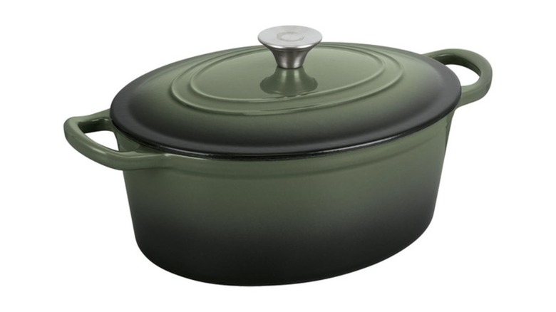 Crofton Cast Iron Oval Roaster 26 in Forest Green