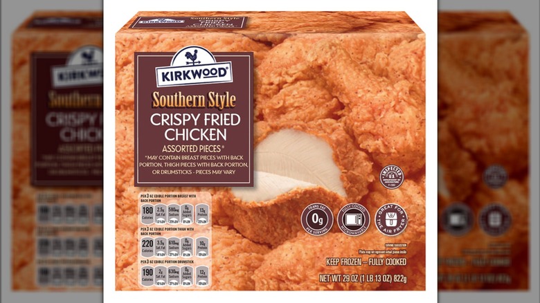 A box of Kirkwood Southern style crispy fried chicken variety pack, showing chicken on the box