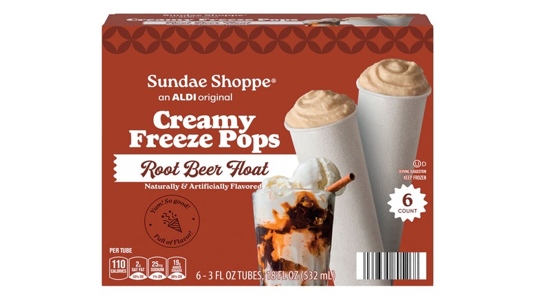 A box of Sundae Shoppe Ice Cream Tubes, Root Beer Float