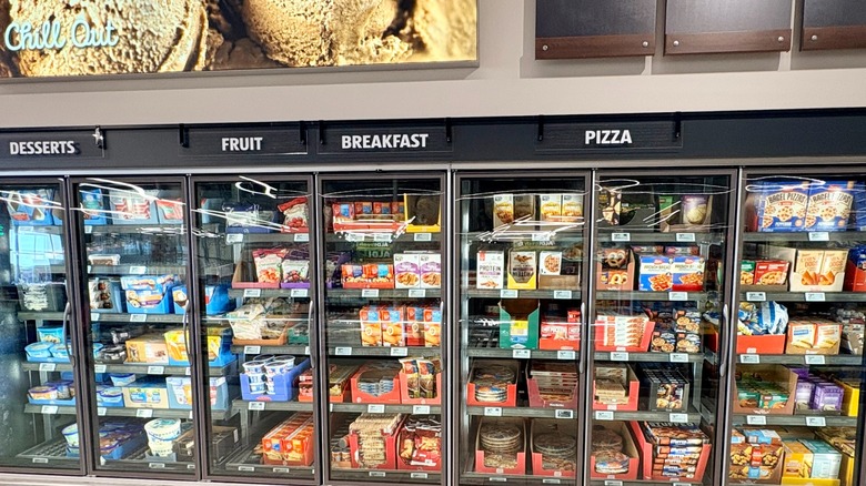 frozen section in Aldi grocery store
