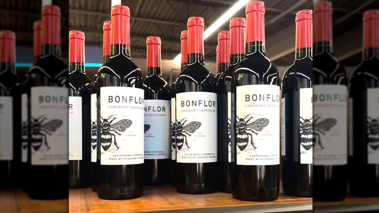 Bottles of cabernet sauvignon on a store shelf