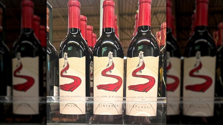 Bottles of zinfandel on a store shelf