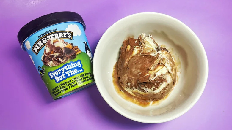 Pint of Ben & Jerry's Everything But The and a bowl of ice cream