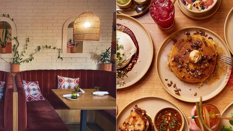 An interior shot of Ocotillo and a table spread