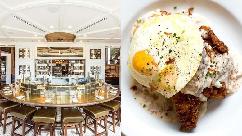 State of Grace's main bar and a comfort food brunch plate