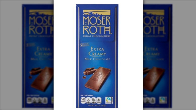 A Moser Roth Extra Creamy Milk Chocolate Bar
