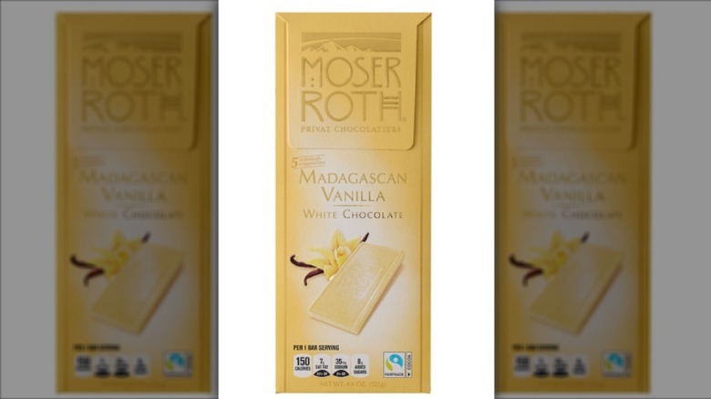 A Moser Roth Madagascan Vanilla White Chocolate Bar