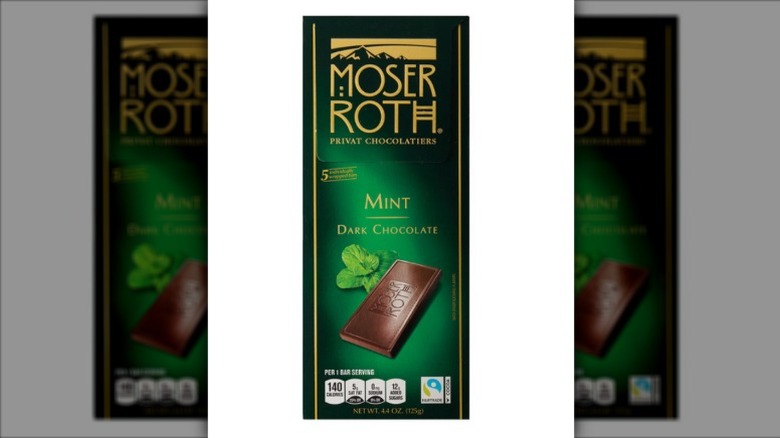 A Moser Roth Mint Dark Chocolate Bar