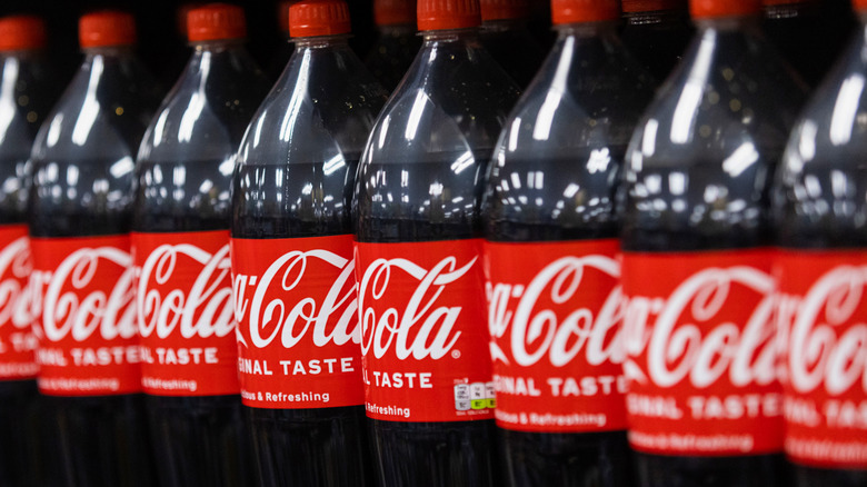 plastic bottles of coke