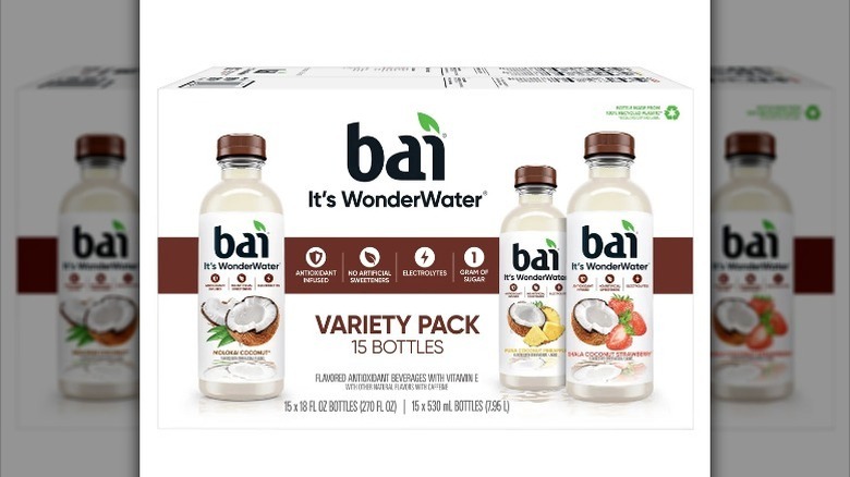 Bai coconut water variety 15-count pack on white background