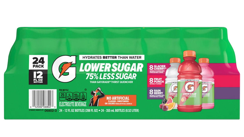Low sugar Gatorade on white background