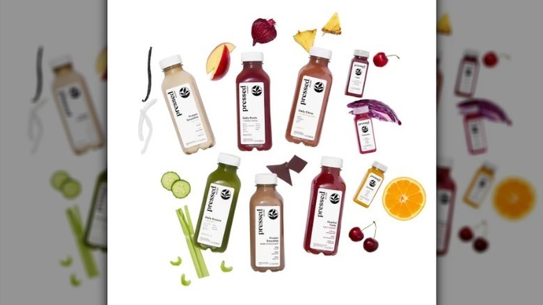 Pressed juices on white background
