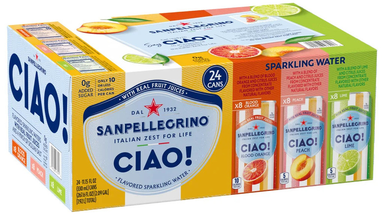 San Pellegrino 24-count sparkling water on white background