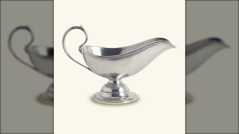 A pewter Match gravy boat