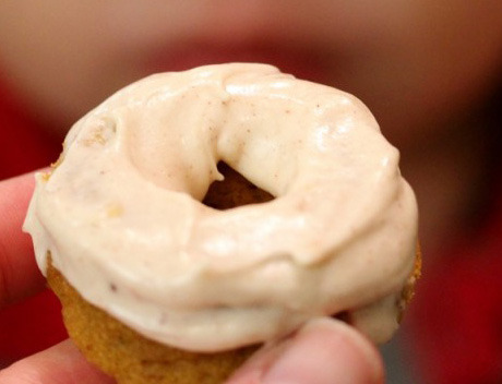 Pumpkin Doughnuts with Cinnamon Cream Cheese Frosting