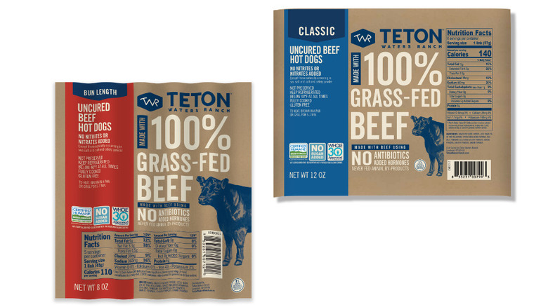 Package of Teton Waters Ranch grass-fed beef franks