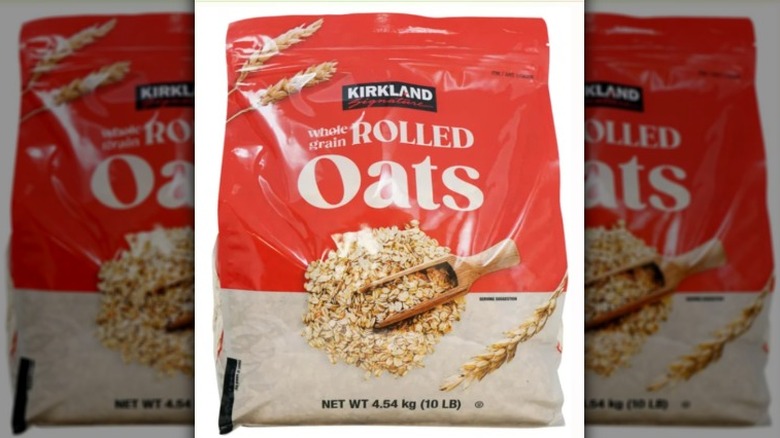 A bag of Kirkland Signature Whole Grain Rolled Oats