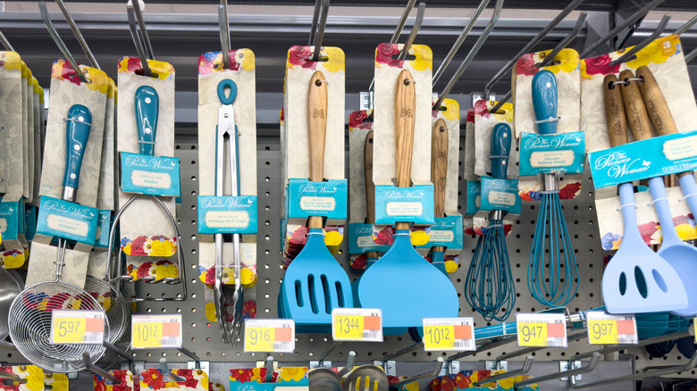 Ree Drummond's Pioneer Women kitchen tools display in Walmart