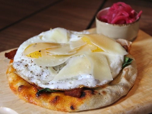 Grilled Breakfast Pizza at Balaboosta
