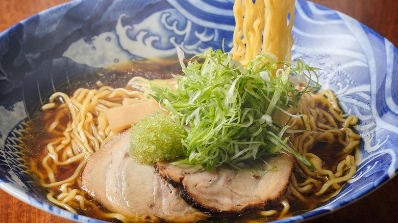 Ramen soup bowl with noodles