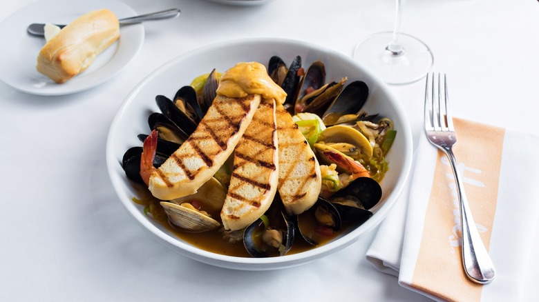 Bouillabaisse in a bowl
