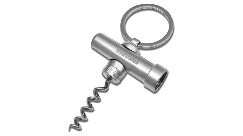 Stainless steel keychain corkscrew