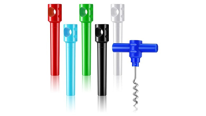 Six colorful travel wine corkscrews