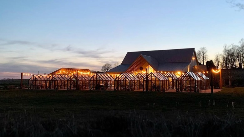 Old Westminster Winery lit up in the evening