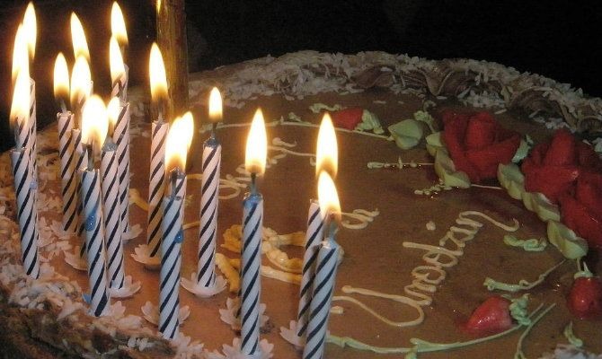 Candles on a birthday cake
