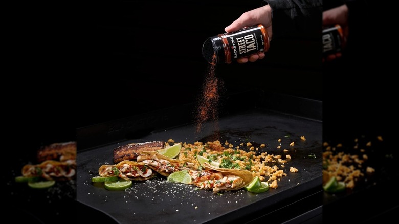 Blackstone taco seasoning on taco meat