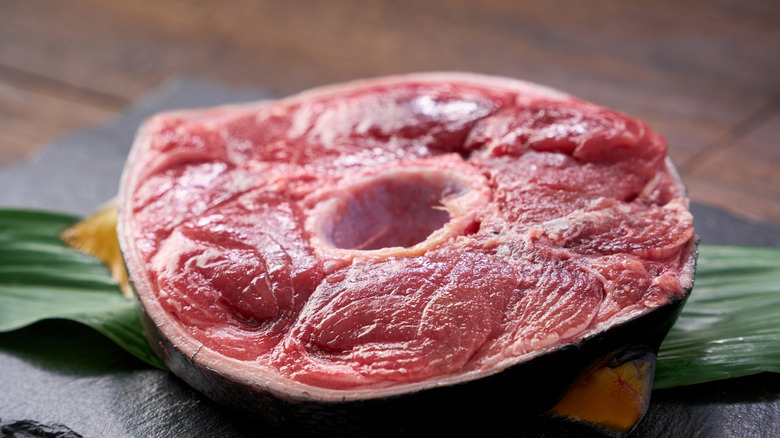 Raw bluefin tuna steak