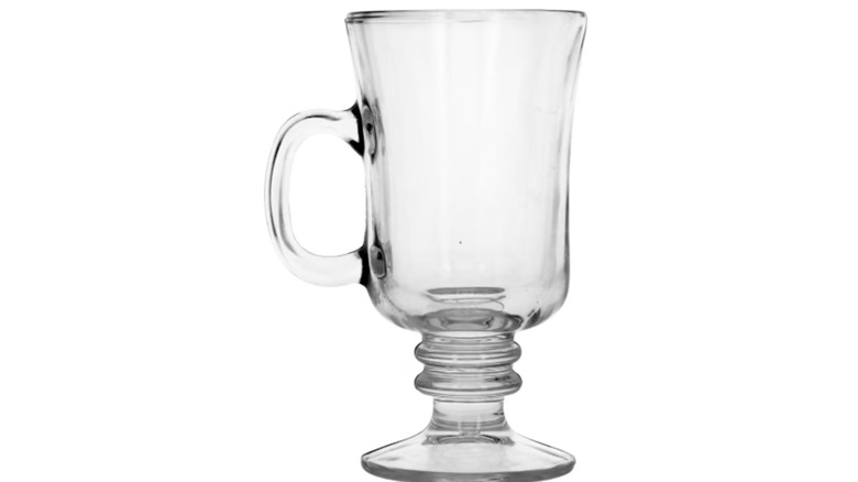 Clear glass Irish coffee mug