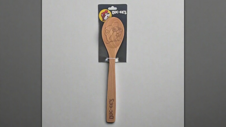 Buc-ee's wooden spoon on a white background