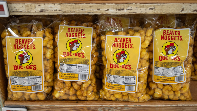 Beaver Nuggets in clear plastic bags on store shelves